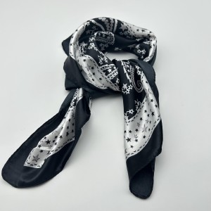 black retro small silk scarf